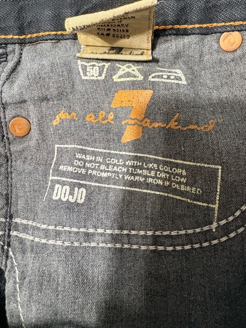 Dojo 7 For All Mankind Jeans Low Rise Flare Leg Dark Wash 28 Made in USA‎ - Picture 10 of 13